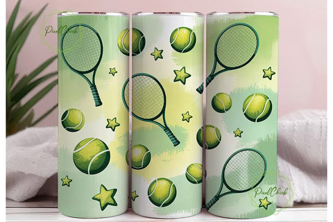Tennis Racket & Ball 20oz Tumbler Wrap Sublimation PixelChick 