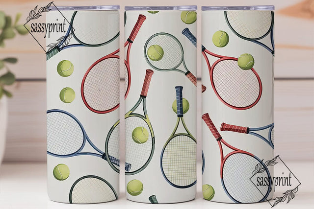 Tennis Racket Watercolor 20oz Tumbler Sublimation sassyprint 