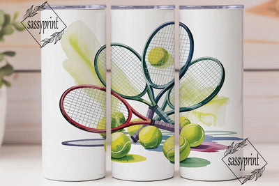 Tennis Racket Watercolor 20oz Tumbler Sublimation sassyprint 