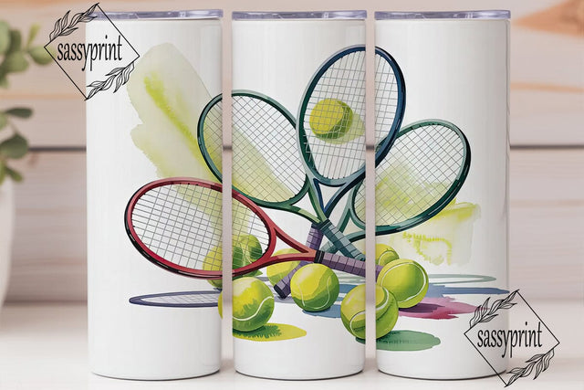 Tennis Racket Watercolor 20oz Tumbler Sublimation sassyprint 