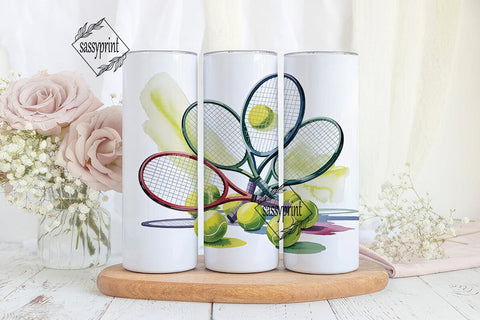 Tennis Racket Watercolor 20oz Tumbler Sublimation sassyprint 