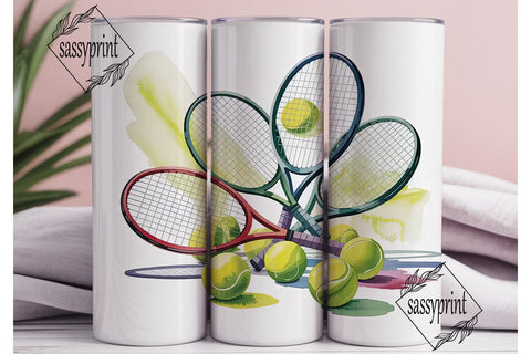 Tennis Racket Watercolor 20oz Tumbler Sublimation sassyprint 
