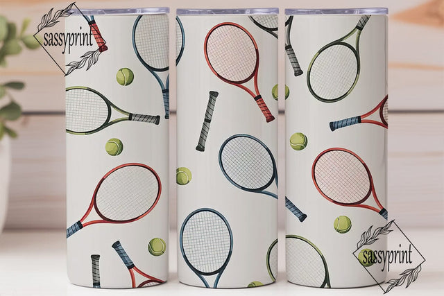Tennis Racket Watercolor 20oz Tumbler Sublimation sassyprint 