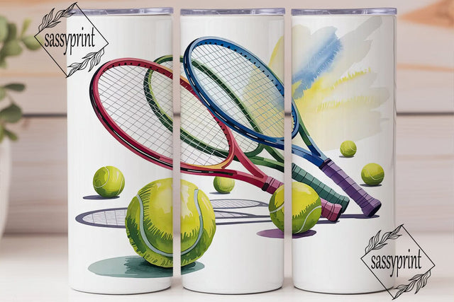 Tennis Racket Watercolor 20oz Tumbler Sublimation sassyprint 