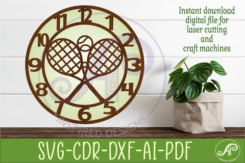 Tennis theme Wall Clock SVG for Laser Cutting Decor SVG APInspireddesigns 
