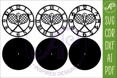 Tennis theme Wall Clock SVG for Laser Cutting Decor SVG APInspireddesigns 