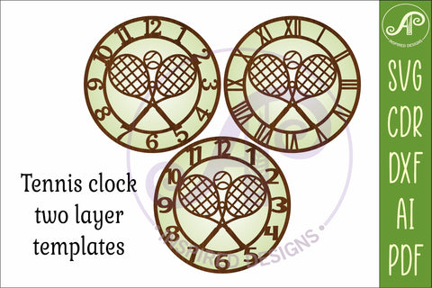 Tennis theme Wall Clock SVG for Laser Cutting Decor SVG APInspireddesigns 