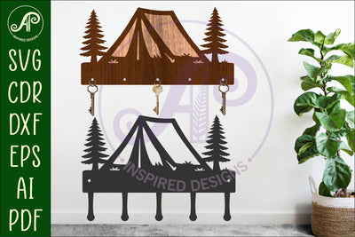 Tent Camping Key holder designs for wood and metal SVG APInspireddesigns 