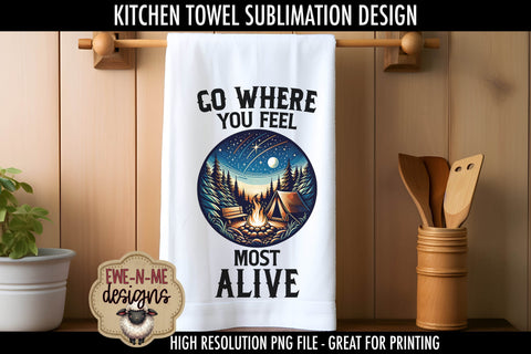 Tent Camping Outdoor Fathers Day Sublimation Kitchen Towel Designs Sublimation Ewe-N-Me Designs 