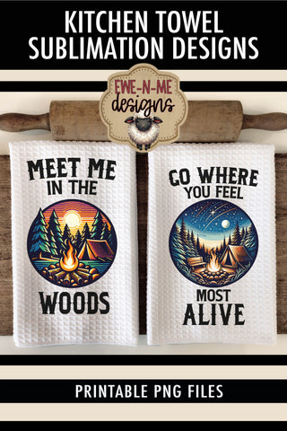 Tent Camping Outdoor Fathers Day Sublimation Kitchen Towel Designs Sublimation Ewe-N-Me Designs 