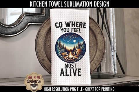 Tent Camping Outdoor Fathers Day Sublimation Kitchen Towel Designs Sublimation Ewe-N-Me Designs 
