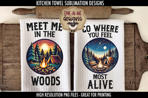 Tent Camping Outdoor Fathers Day Sublimation Kitchen Towel Designs Sublimation Ewe-N-Me Designs 