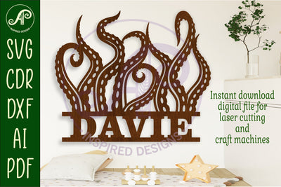 Tentacles name sign svg laser cut file SVG APInspireddesigns 