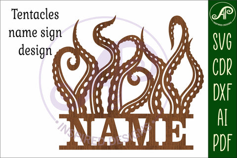 Tentacles name sign svg laser cut file SVG APInspireddesigns 