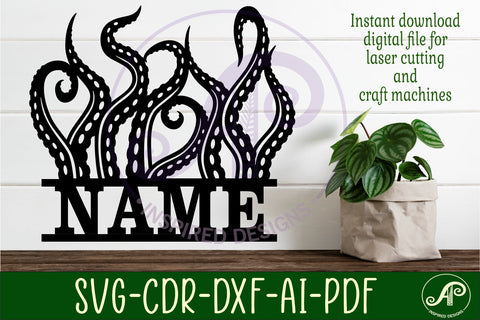 Tentacles name sign svg laser cut file SVG APInspireddesigns 