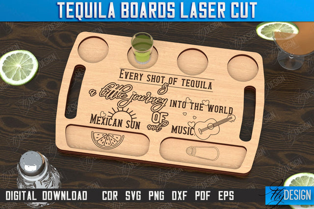 Tequila Board Laser Cut | Tequila Shot Board | Shot Serving Tray | Shot Glass Holder | CNC File SVG Fly Design 