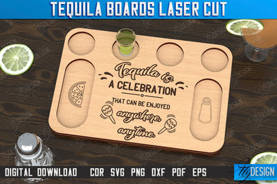 Tequila Board Laser Cut | Tequila Shot Board | Shot Serving Tray | Shot Glass Holder | CNC File SVG Fly Design 