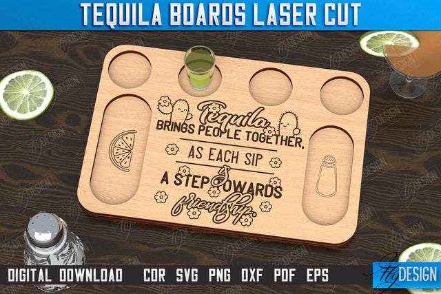 Tequila Board Laser Cut | Tequila Shot Board | Shot Serving Tray | Shot Glass Holder | CNC File SVG Fly Design 