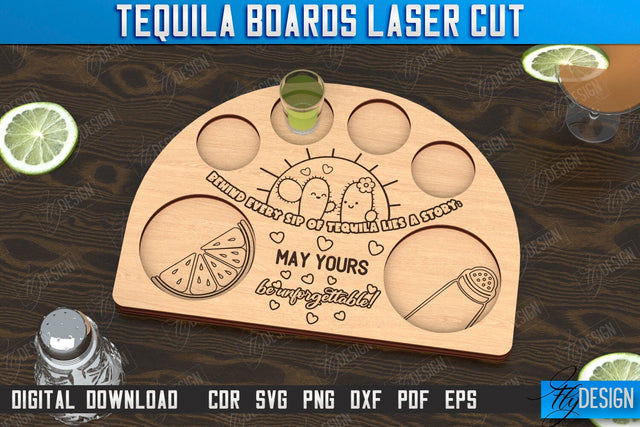 Tequila Board Laser Cut | Tequila Shot Board | Shot Serving Tray | Shot Glass Holder | CNC File SVG Fly Design 