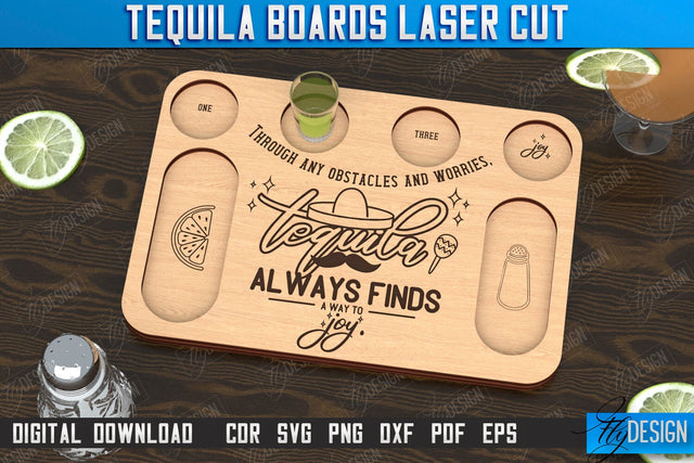 Tequila Board Laser Cut | Tequila Shot Board | Shot Serving Tray | Shot Glass Holder | CNC File SVG Fly Design 