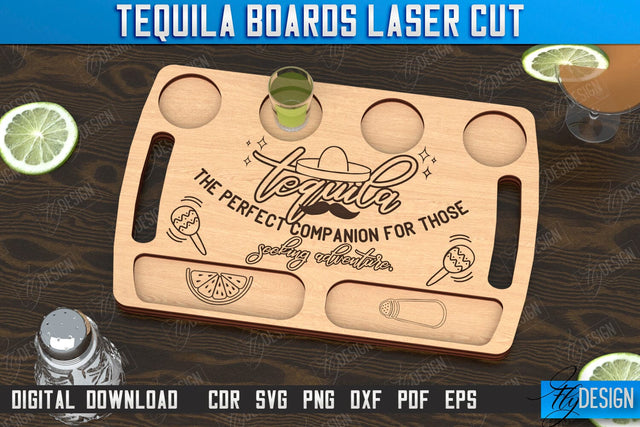 Tequila Board Laser Cut | Tequila Shot Board | Shot Serving Tray | Shot Glass Holder | CNC File SVG Fly Design 