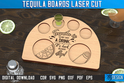 Tequila Board Laser Cut | Tequila Shot Board | Shot Serving Tray | Shot Glass Holder | CNC File SVG Fly Design 