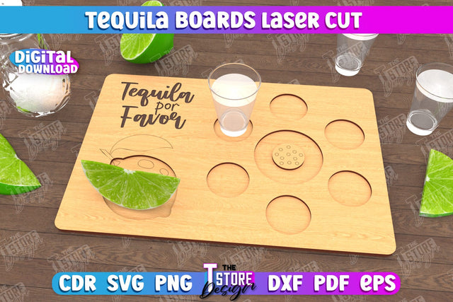 Tequila Board | Tequila Shot Board | Shot Serving Tray | Shot Glass Holder | CNC File SVG The T Store Design 