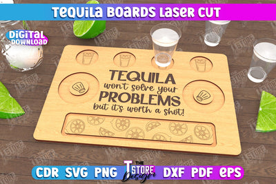 Tequila Board | Tequila Shot Board | Shot Serving Tray | Shot Glass Holder | CNC File SVG The T Store Design 