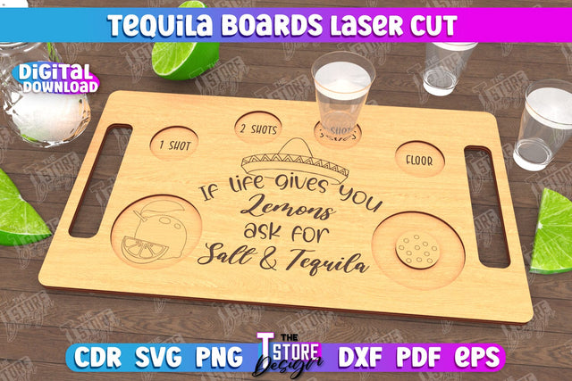 Tequila Board | Tequila Shot Board | Shot Serving Tray | Shot Glass Holder | CNC File SVG The T Store Design 