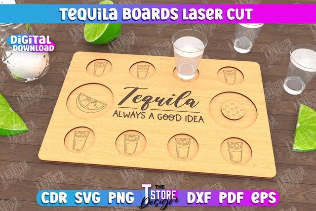 Tequila Board | Tequila Shot Board | Shot Serving Tray | Shot Glass Holder | CNC File SVG The T Store Design 