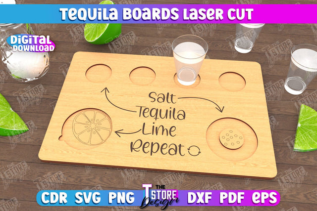Tequila Board | Tequila Shot Board | Shot Serving Tray | Shot Glass Holder | CNC File SVG The T Store Design 