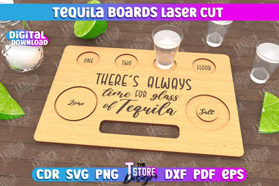 Tequila Board | Tequila Shot Board | Shot Serving Tray | Shot Glass Holder | CNC File SVG The T Store Design 