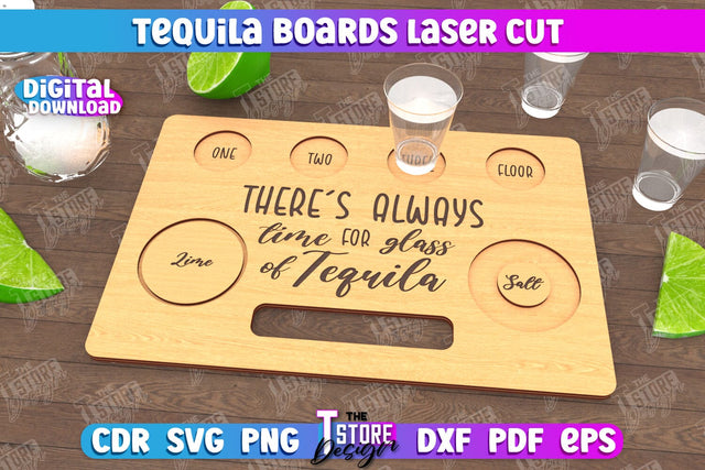 Tequila Board | Tequila Shot Board | Shot Serving Tray | Shot Glass Holder | CNC File SVG The T Store Design 