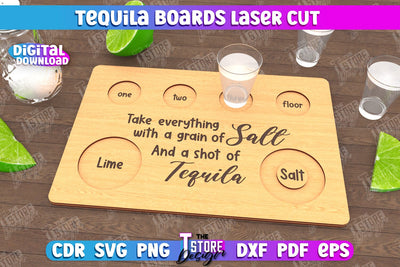 Tequila Board | Tequila Shot Board | Shot Serving Tray | Shot Glass Holder | CNC File SVG The T Store Design 