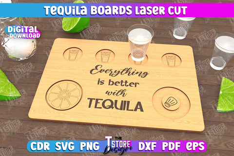 Tequila Boards Bundle | Tequila Shot Board | Shot Serving Tray | Shot Glass Holder | CNC Files SVG The T Store Design 