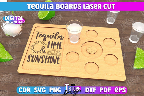 Tequila Boards Bundle | Tequila Shot Board | Shot Serving Tray | Shot Glass Holder | CNC Files SVG The T Store Design 