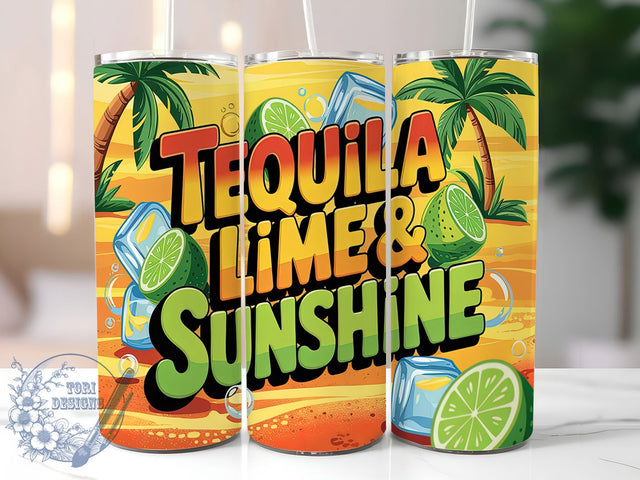 Tequila Lime Sunshine Funny Summer Tumbler, Lime And Sunshine PNG, Funny Summer Tumbler, 20oz Sublimation Wrap, Beach Drink Cup, Summer Party Tumbler, Margarita Lover Gift Sublimation ToriDesigns 