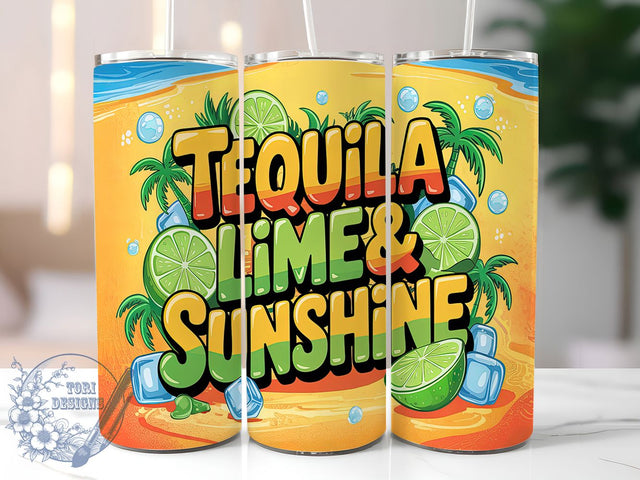 Tequila Lime Sunshine Funny Summer Tumbler, Lime And Sunshine PNG, Funny Summer Tumbler, 20oz Sublimation Wrap, Beach Drink Cup, Summer Party Tumbler, Margarita Lover Gift Sublimation ToriDesigns 