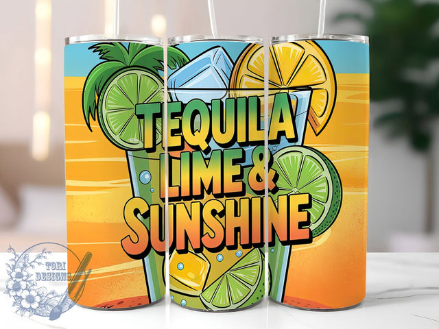 Tequila Lime Sunshine Funny Summer Tumbler, Lime And Sunshine PNG, Funny Summer Tumbler, 20oz Sublimation Wrap, Beach Drink Cup, Summer Party Tumbler, Margarita Lover Gift Sublimation ToriDesigns 