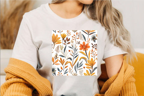 Terra Cotta Botanical Seamless Patterns Digital Pattern SVGArt 