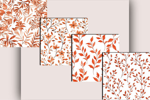 Terra Cotta Botanical Seamless Patterns Digital Pattern SVGArt 