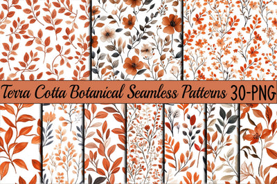 Terra Cotta Botanical Seamless Patterns Digital Pattern SVGArt 