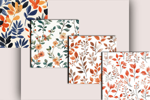 Terra Cotta Botanical Seamless Patterns Digital Pattern SVGArt 