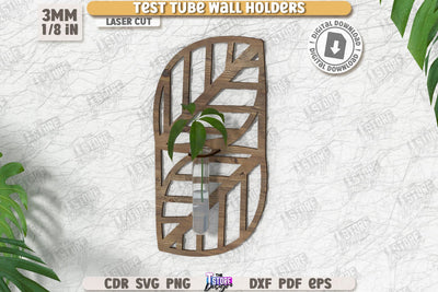 Test Tube Wall Holder Laser Cut | Hanging Propagation Station | Wall Propagation Station | Bud Vase | Plant Propagation | CNC File SVG The T Store Design 
