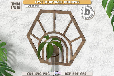 Test Tube Wall Holder Laser Cut | Hanging Propagation Station | Wall Propagation Station | Bud Vase | Plant Propagation | CNC File SVG The T Store Design 