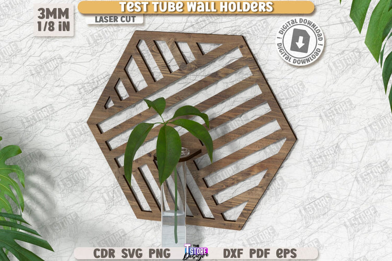 Test Tube Wall Holder Laser Cut | Hanging Propagation Station | Wall Propagation Station | Bud Vase | Plant Propagation | CNC File SVG The T Store Design 