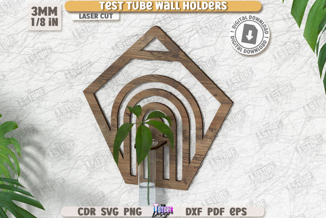 Test Tube Wall Holder Laser Cut | Hanging Propagation Station | Wall Propagation Station | Bud Vase | Plant Propagation | CNC File SVG The T Store Design 