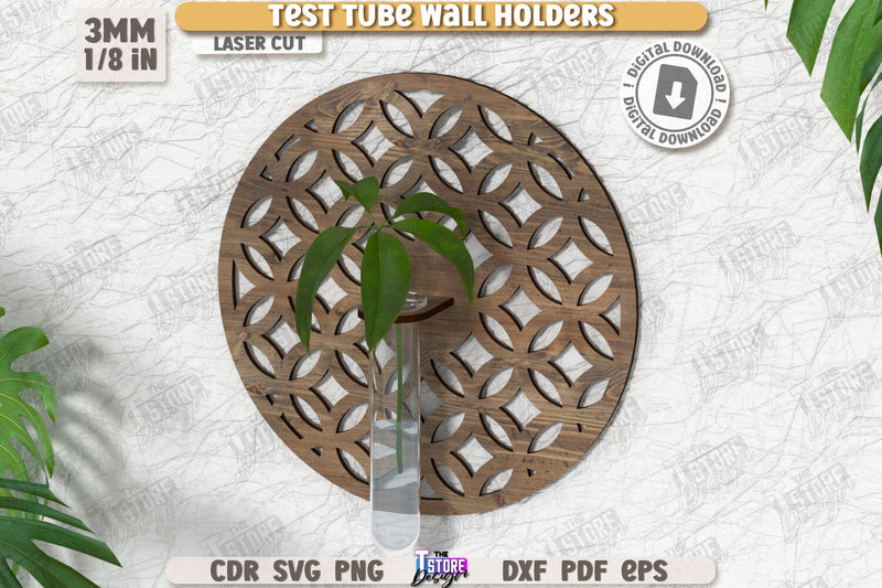 Test Tube Wall Holder Laser Cut | Hanging Propagation Station | Wall Propagation Station | Bud Vase | Plant Propagation | CNC File SVG The T Store Design 