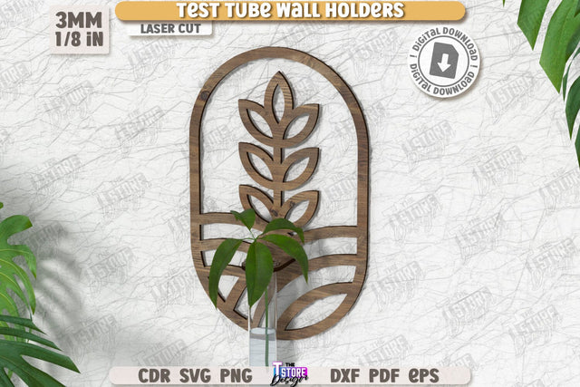 Test Tube Wall Holder Laser Cut | Hanging Propagation Station | Wall Propagation Station | Bud Vase | Plant Propagation | CNC File SVG The T Store Design 