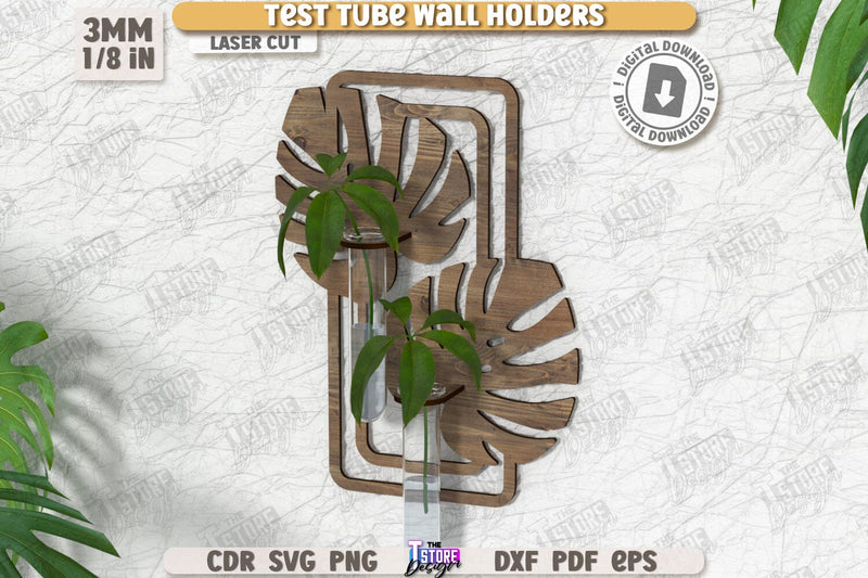 Test Tube Wall Holder Laser Cut | Hanging Propagation Station | Wall Propagation Station | Bud Vase | Plant Propagation | CNC File SVG The T Store Design 